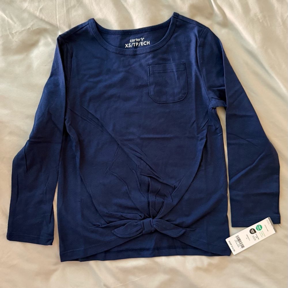 Carter's Navy Long Sleeve Tee with Front Tie